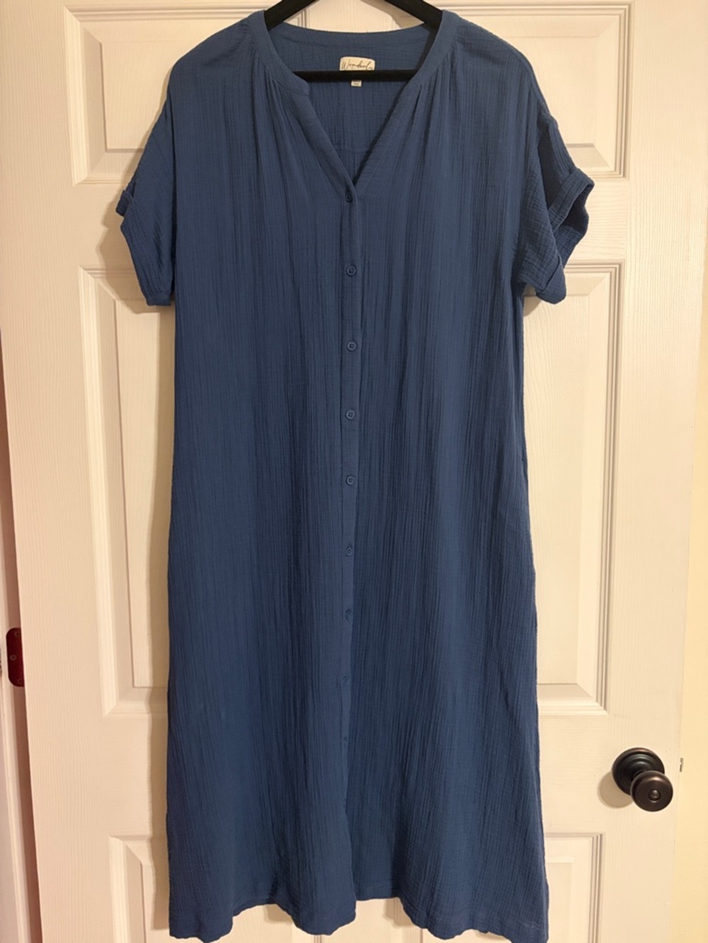 Wonderly Cotton Gauze Button-Front Midi Dress - Spring Wedding Guest Dress